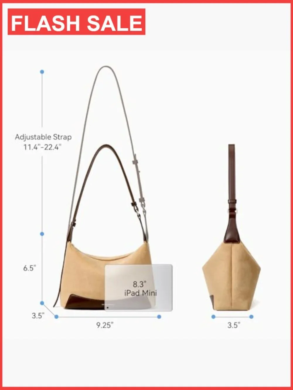 Small Crossbody Hobo Bag with Adjustable Strap Faux Suede PU Leather